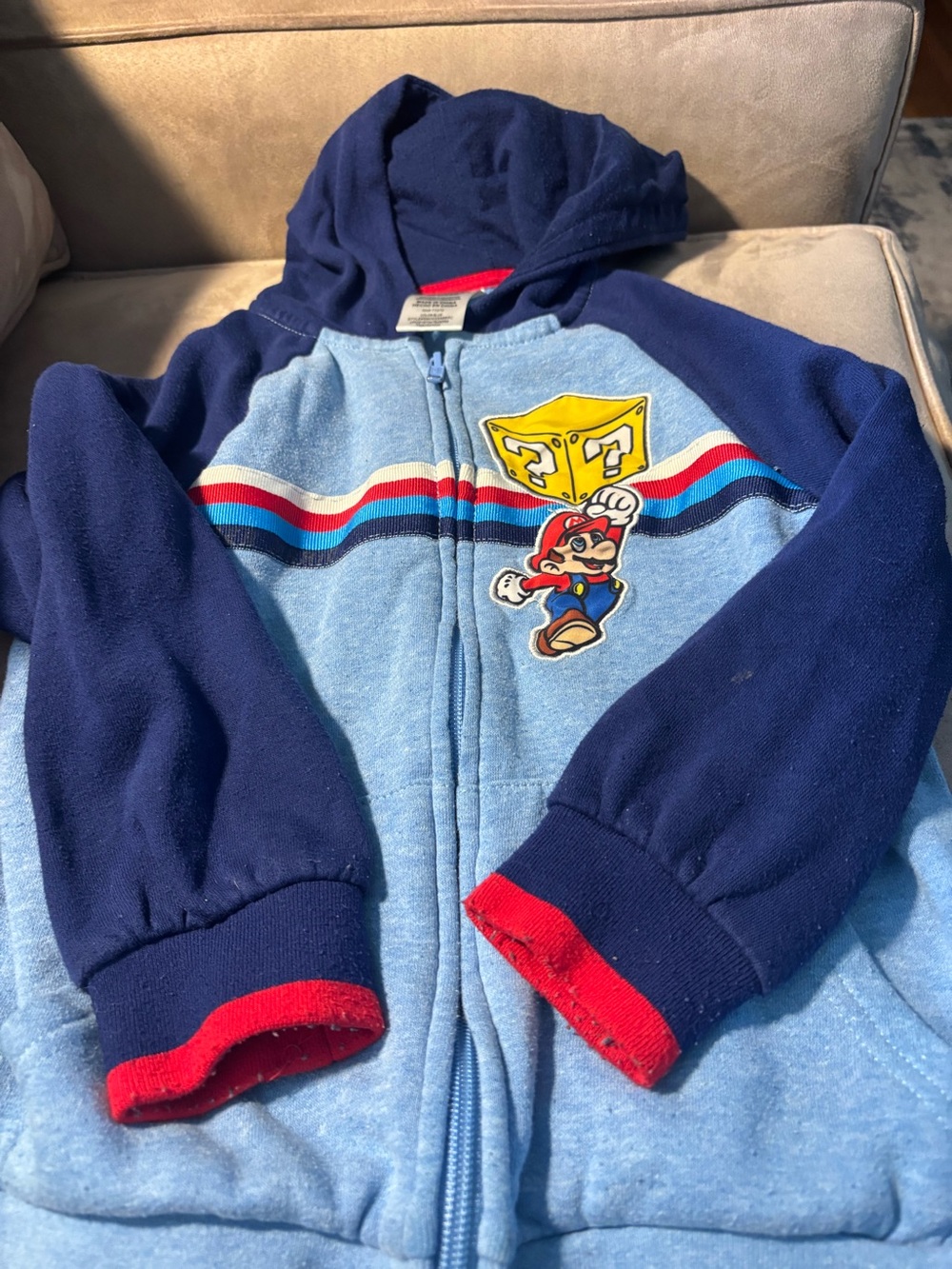 George Light Blue and Navy Super Mario Zip-Up Bodysuit